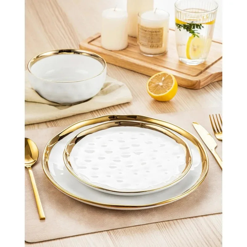 12 Pieces Plates and Bowls Sets, Porcelain