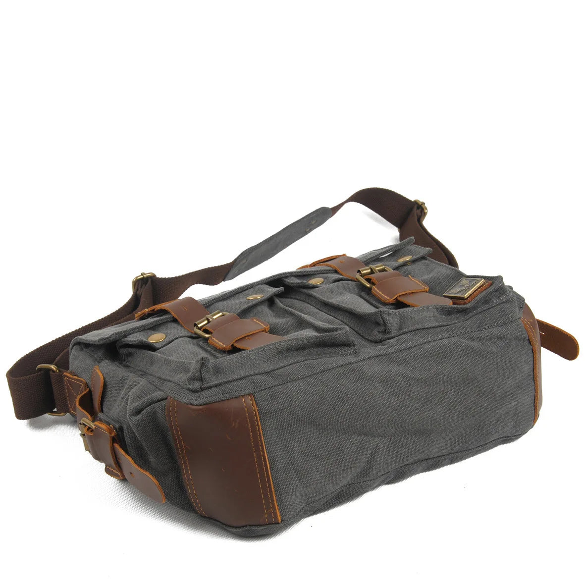 Genuine Leather Shoulder Bag for Men Dark Brown Vintage