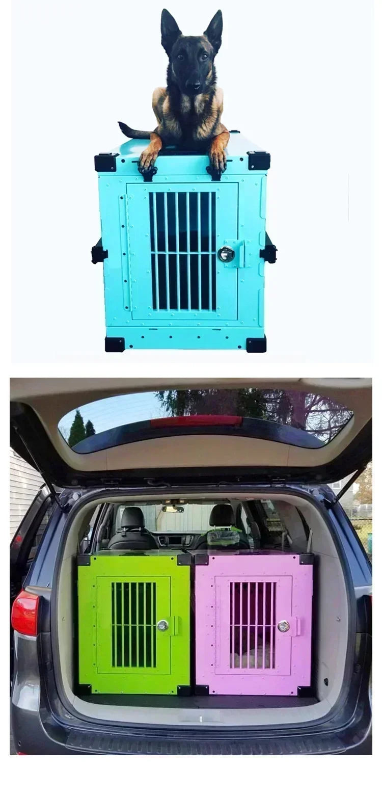Heavy Duty Collapsible Aluminium Alloy Dog Crate Car Travel
