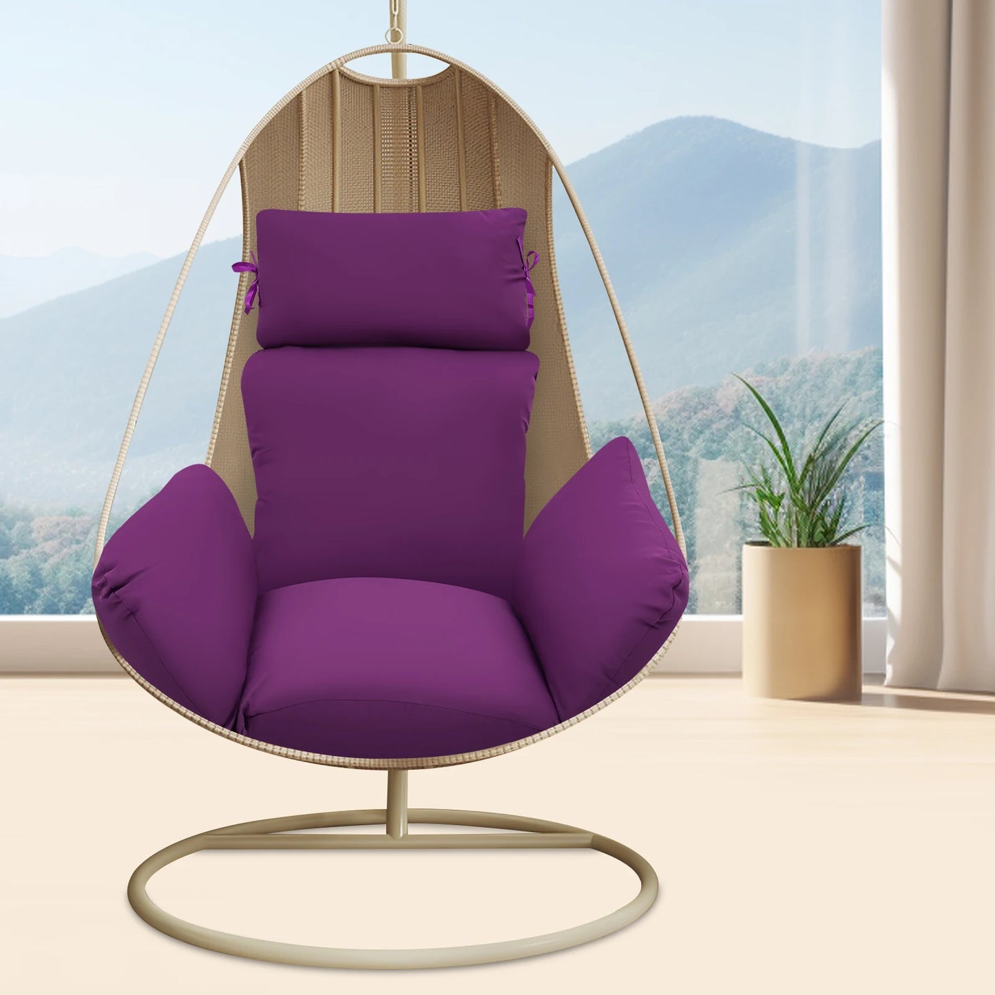 Hanging Basket Swing Cushion Foldable Chair for Indoor or Outdoor Use