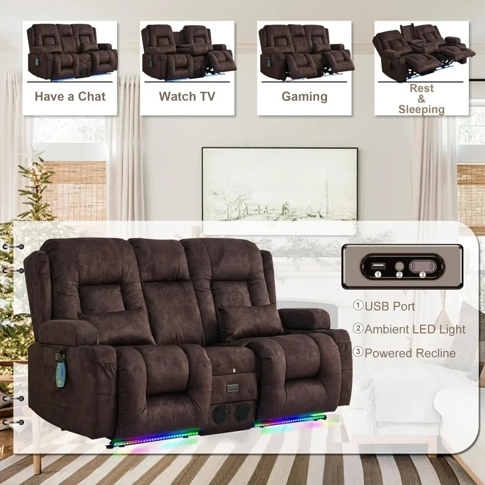 Recliner Sofa with Massage & Heat Home Theater