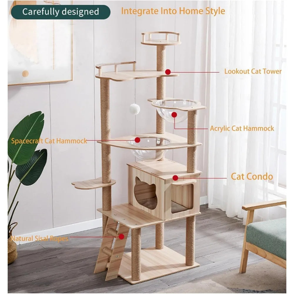 67 inch tall large indoor cat tower