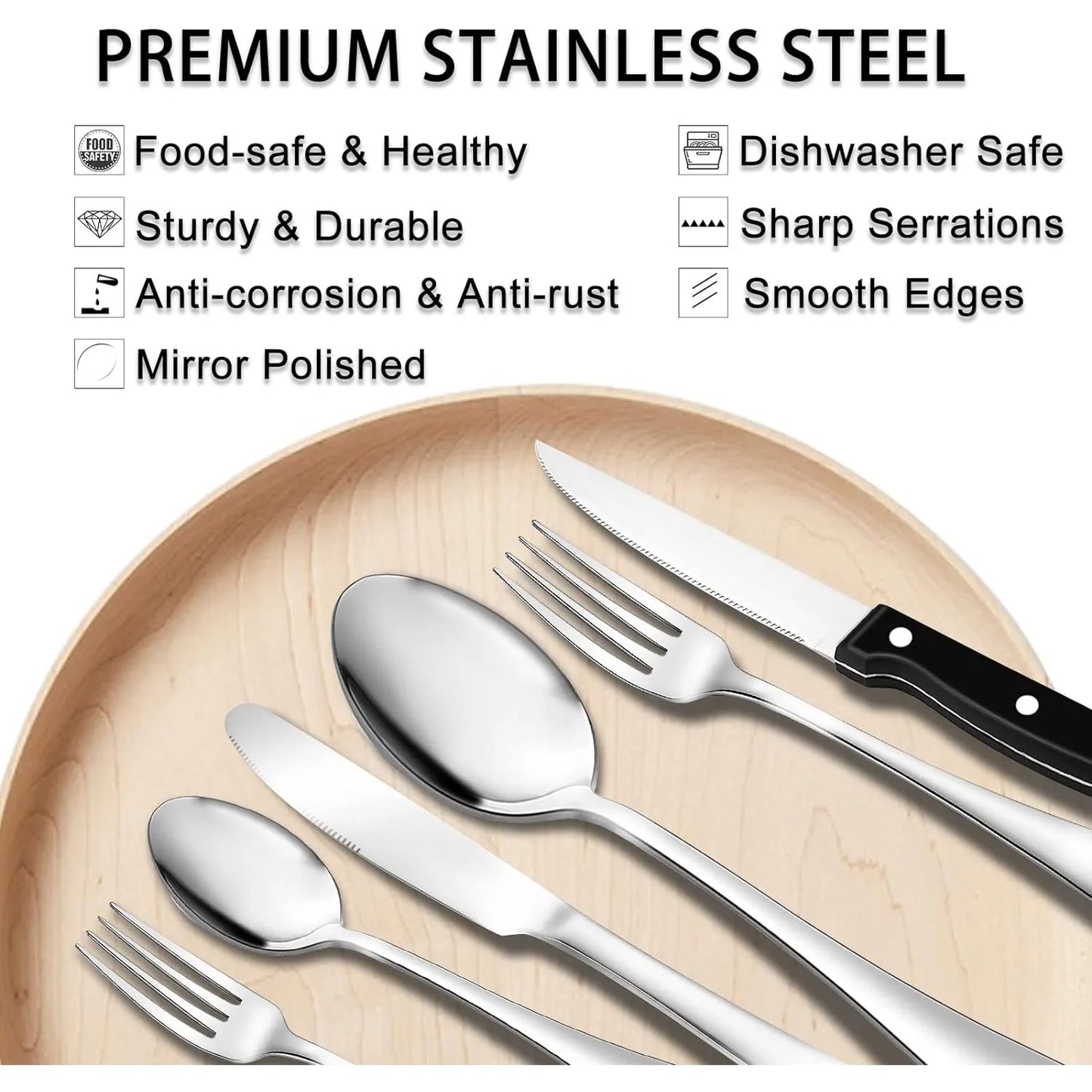 49-Piece Stainless Steel Silverware Set with Cutlery Organizer, Service for 8