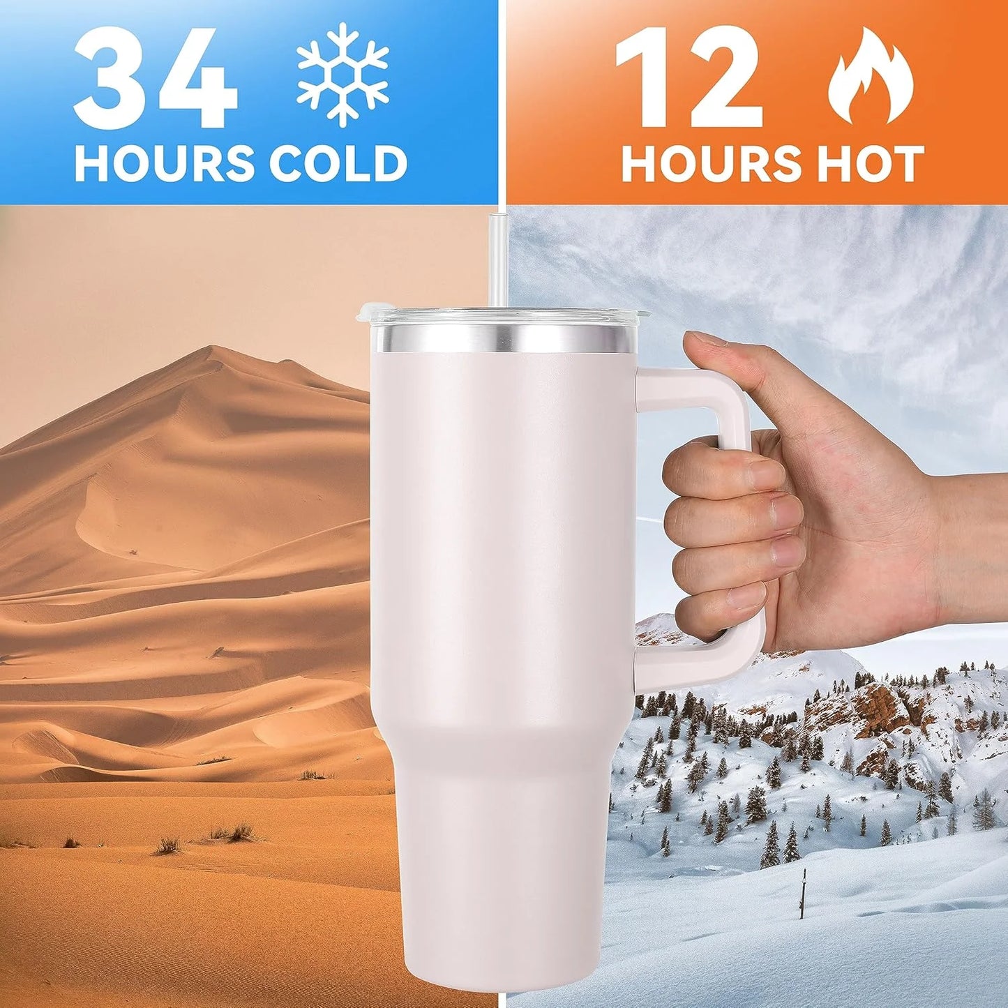 40 oz  Insulated Tumbler with Handle and Straw