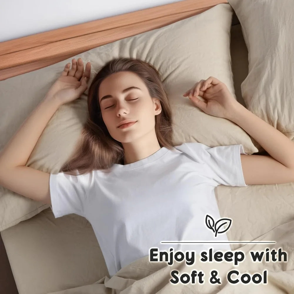 100% French Pure Linen Sheets, Breathable and Durable