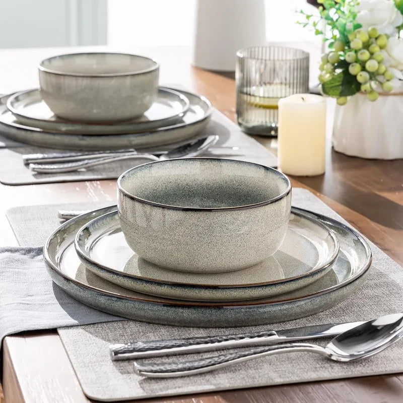 Ceramic Dinnerware Sets for 4, 12 Pieces Stoneware