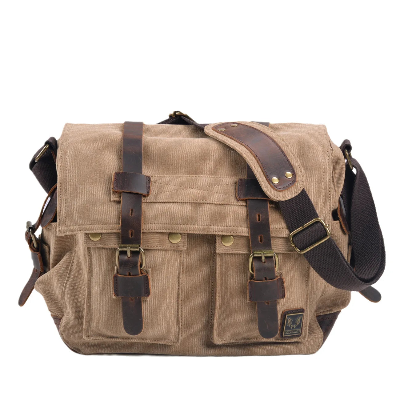 Genuine Leather Shoulder Bag for Men Dark Brown Vintage