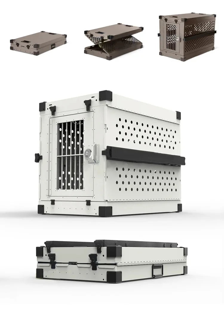 Heavy Duty Collapsible Aluminium Alloy Dog Crate Car Travel
