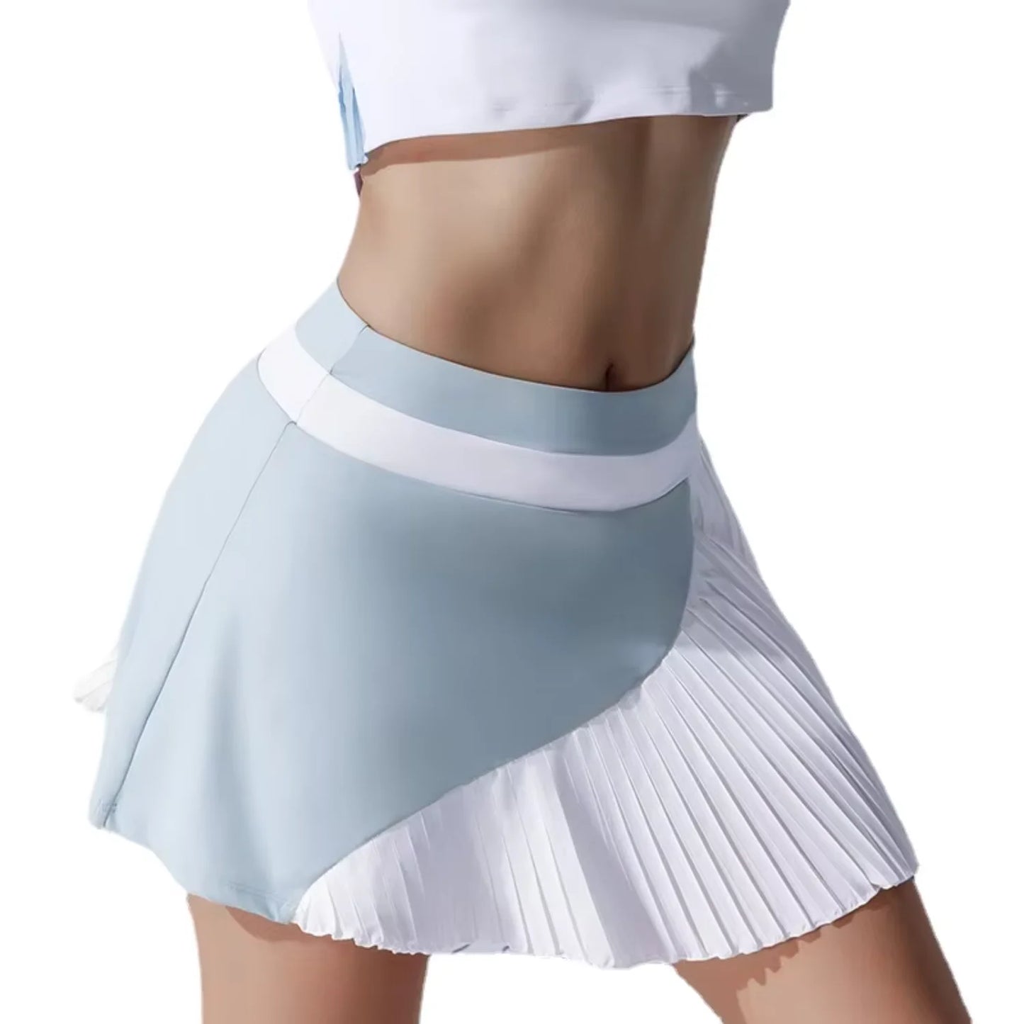 Tennis Skirt Sports Skirt Golf Women High Elastic Breathable Anti-glare High Waist Tennis Badminton Pleated Skirt