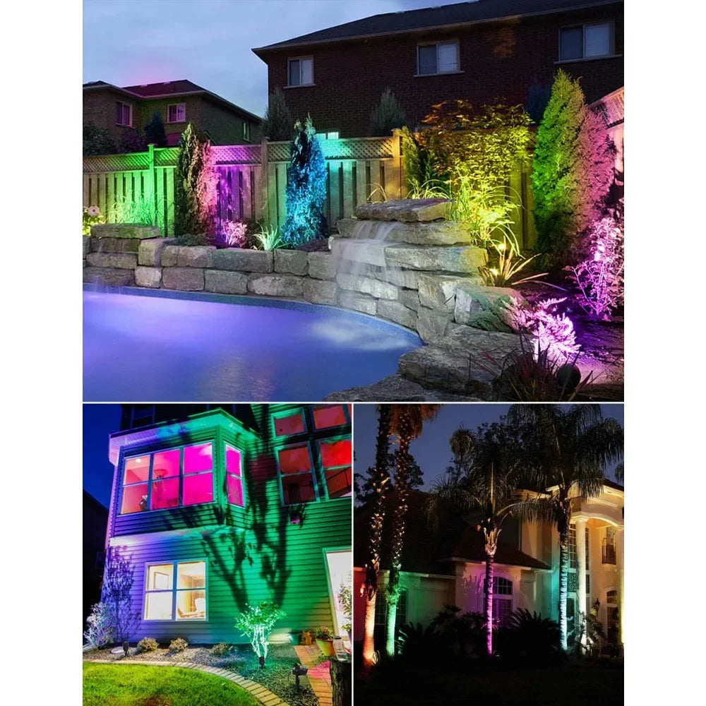 24 Pack RGBW Low Voltage Landscape Lights, 12W LED Remote Control, Wire Connectors, Waterproof Outdoor Spotlight
