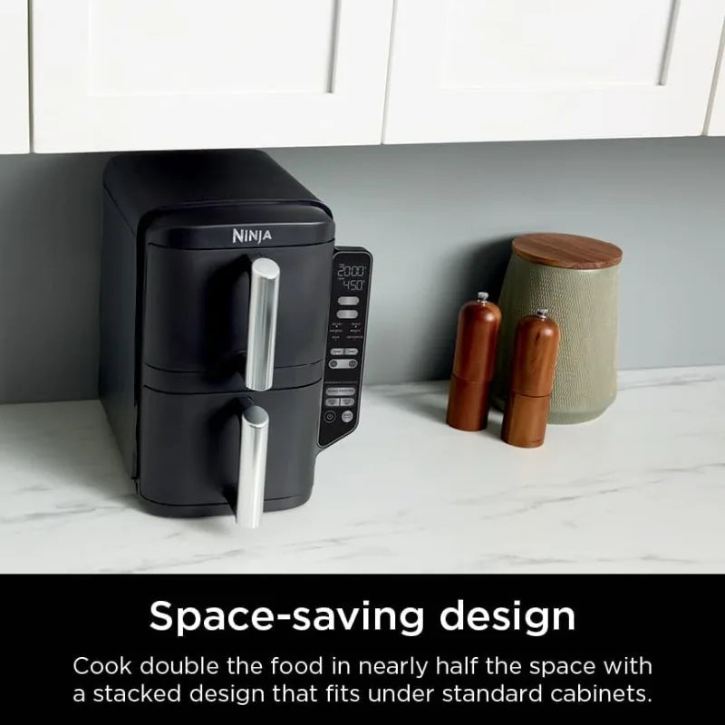 2-Basket Air Fryer, 8 QT, 6-in-1, Smart Finish & Match Cook