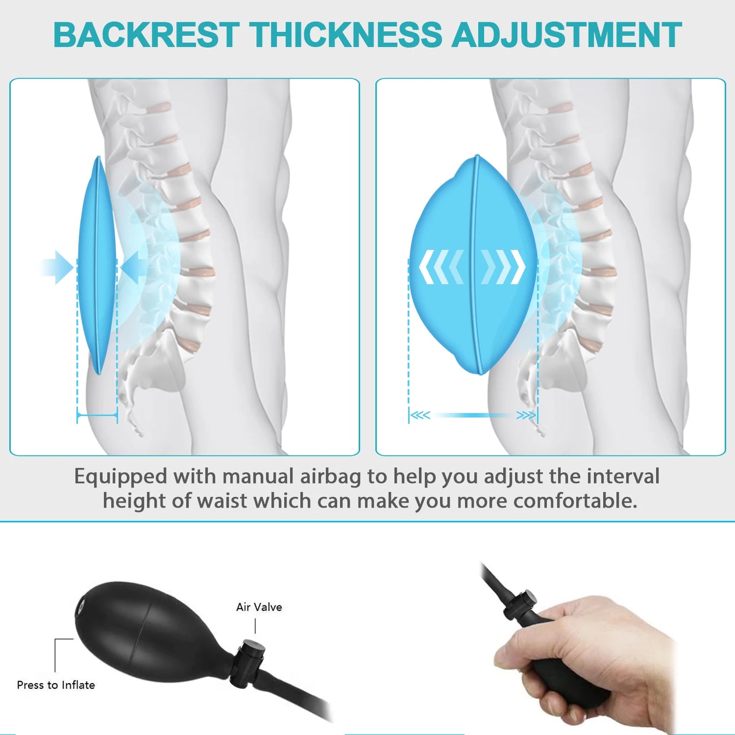 Massage Seat Cushion With Heating And Adjustable Lumbar Support