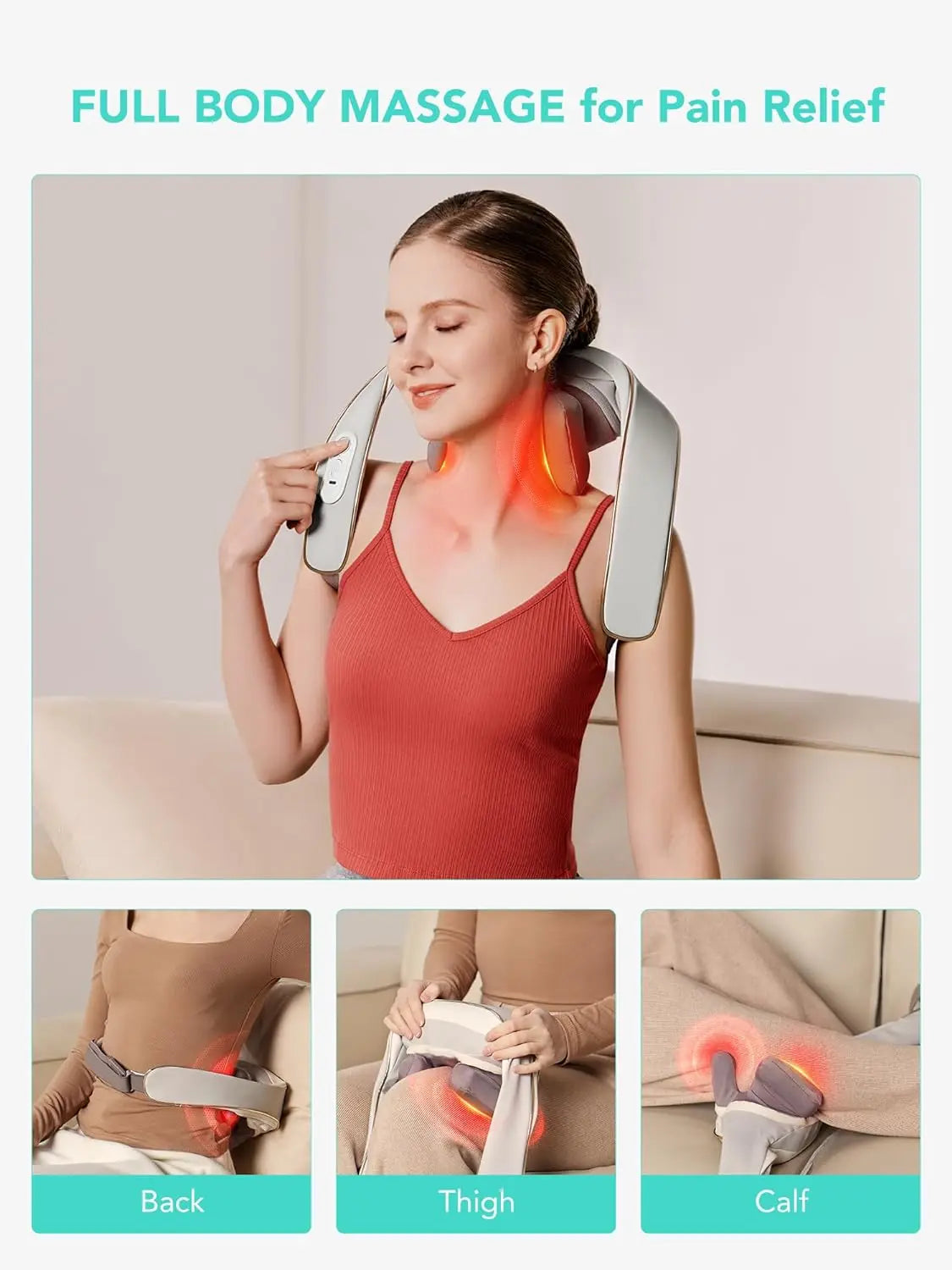 Electric Neck and Shoulder Massage with Heat for Neck, Back, Shoulder, Legs,