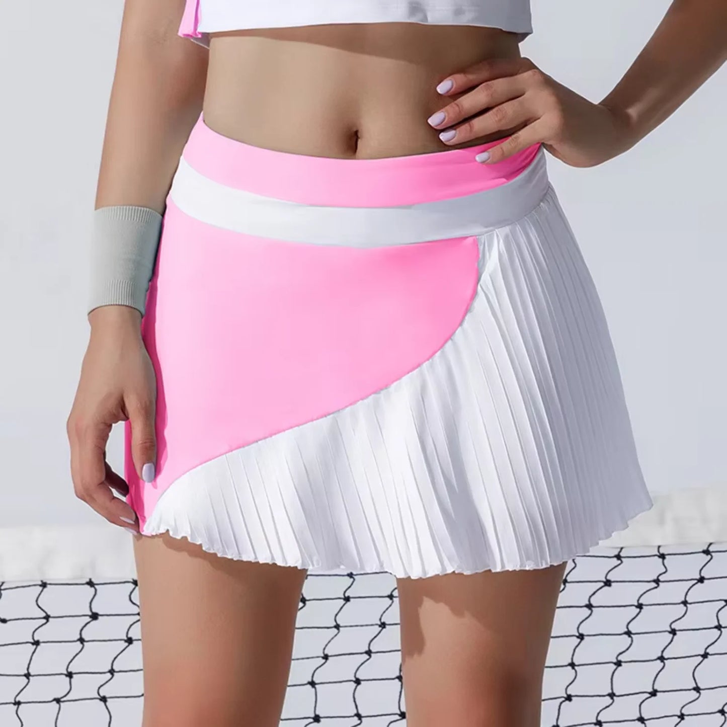 Tennis Skirt Sports Skirt Golf Women High Elastic Breathable Anti-glare High Waist Tennis Badminton Pleated Skirt