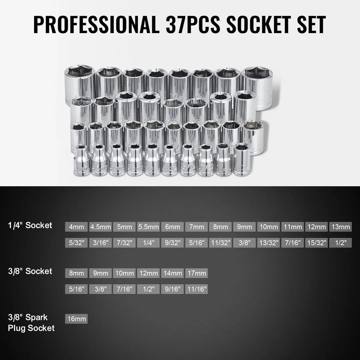 Mechanics Tool Set 221Pieces - 1/4" and 3/8" Drive Sockets