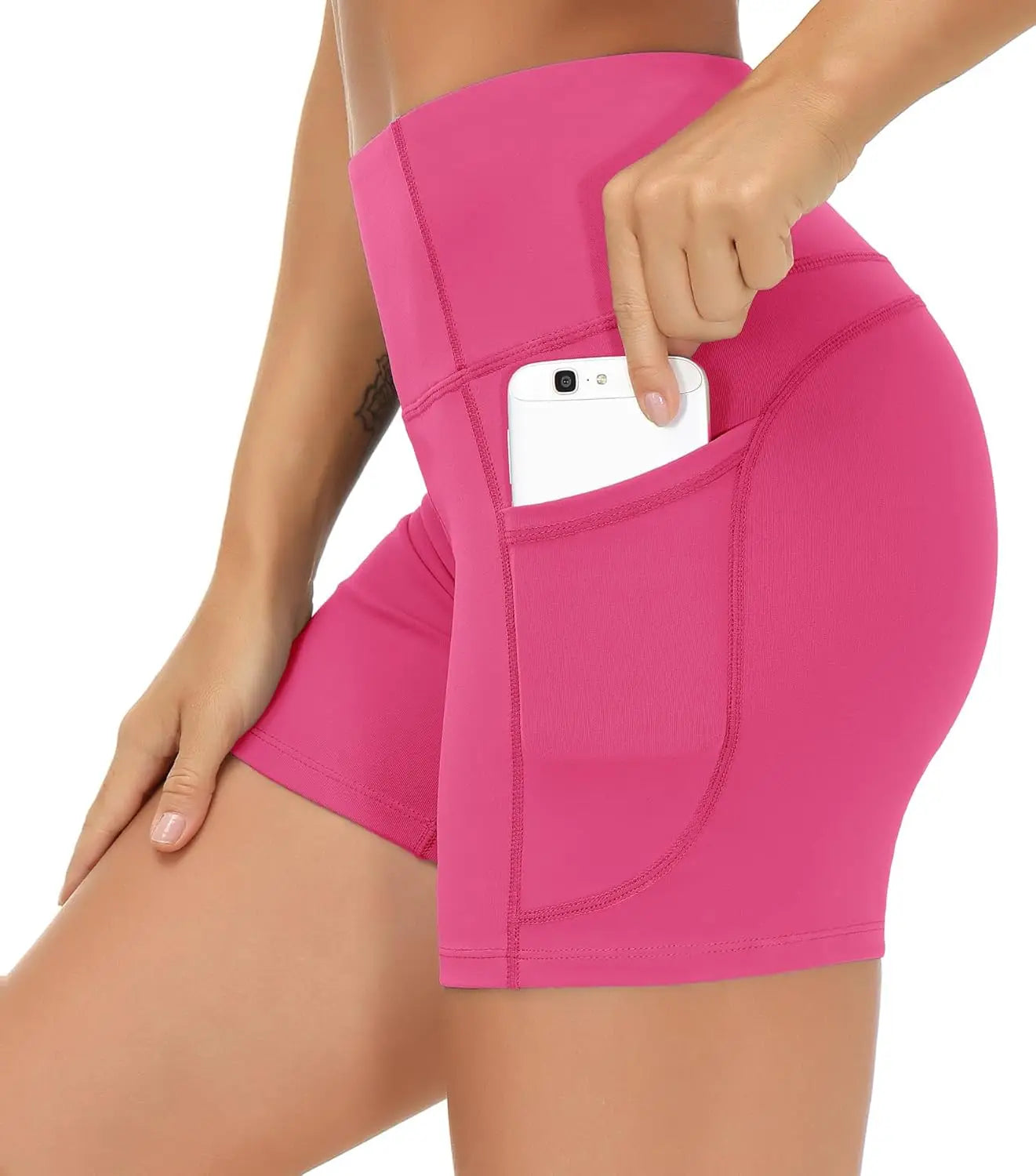 High Waist Yoga Shorts Tummy Control with Deep Pockets