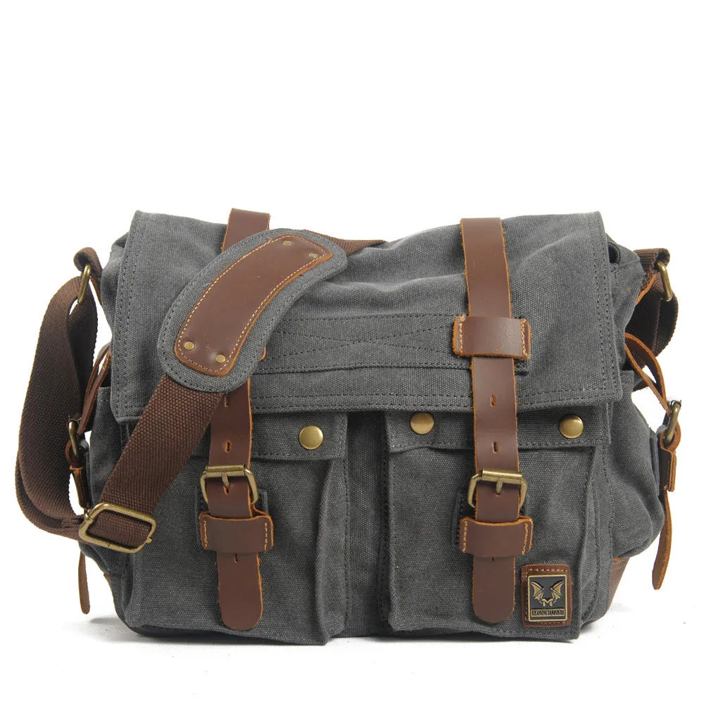 Genuine Leather Shoulder Bag for Men Dark Brown Vintage