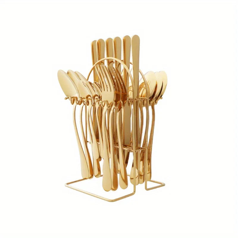 24-Piece Stainless Steel Cutlery Set for Home Dining