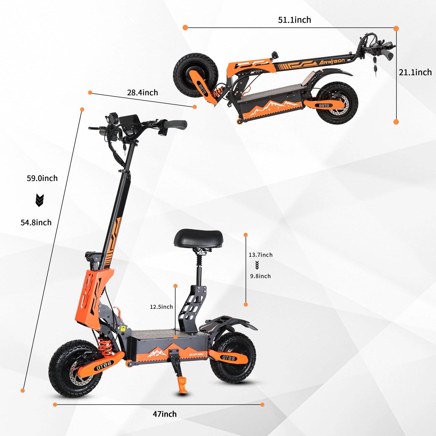 Adult Electric Scooter Dual Motor Top Speed 50MPH