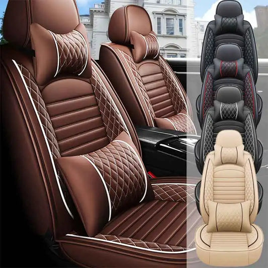 5-Seats PU Leather Universal Car Seat Covers Full set Front  and Rear Anti-scratch Protection For Sedan SUV Seat