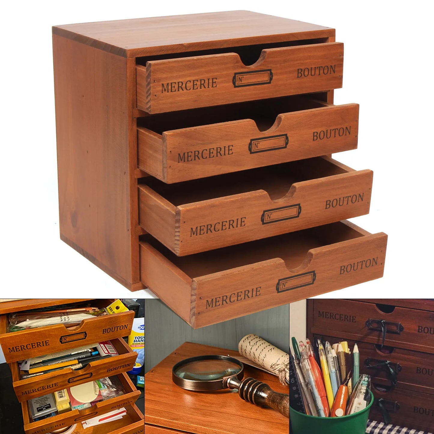 LOYALHEARTDY 4 Layers Rectangle Desk Jewelry Organizer