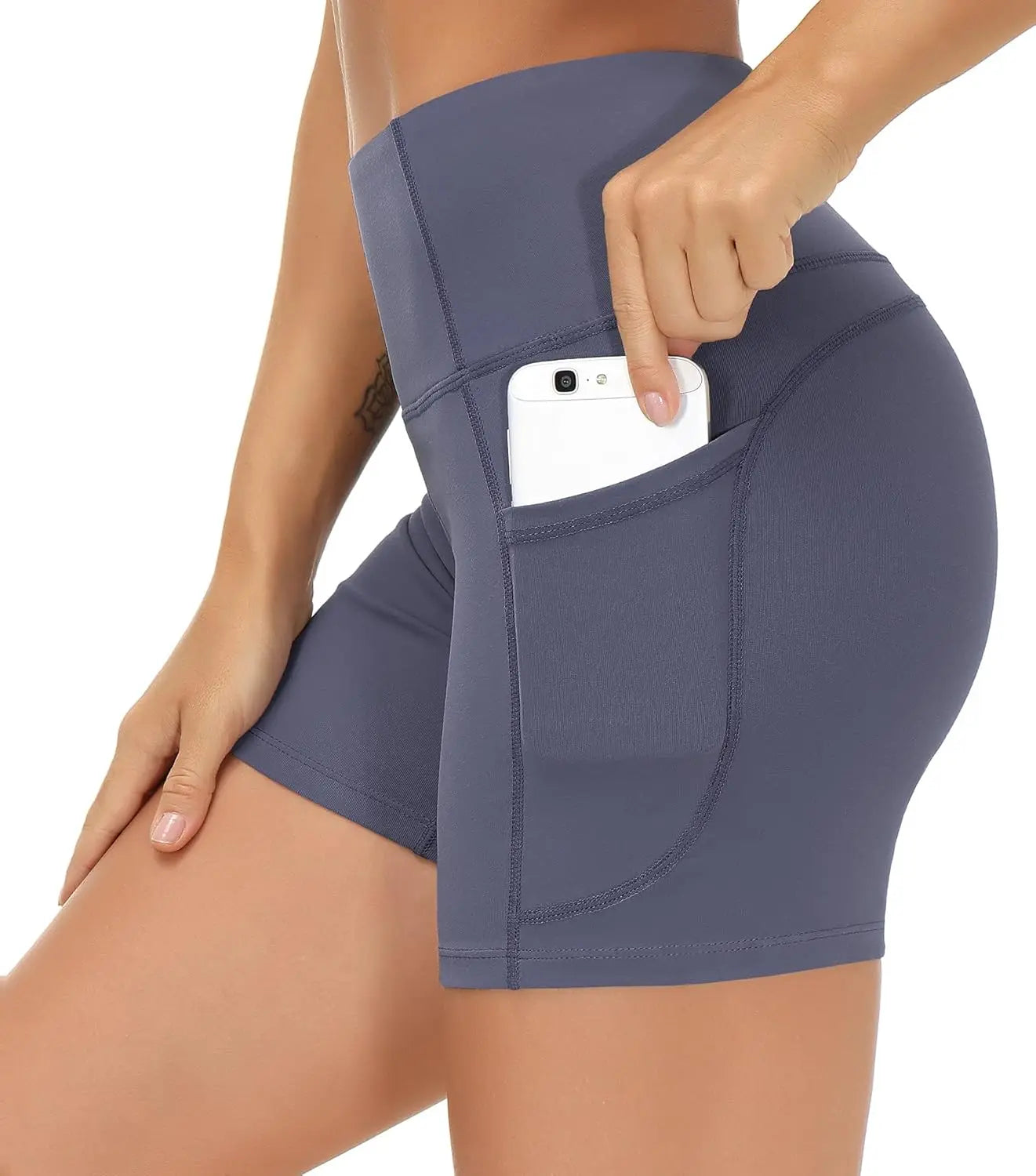 High Waist Yoga Shorts Tummy Control with Deep Pockets