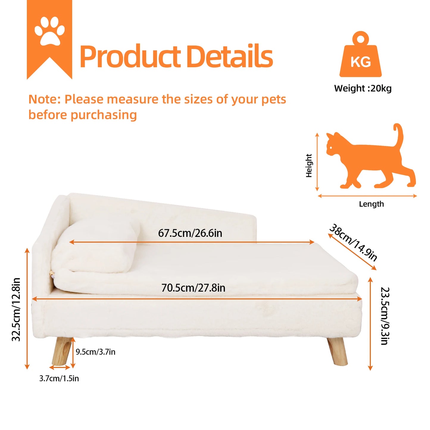 Elevated Pet Bed Cozy Pad Waterproof for Small Dog and Kitten