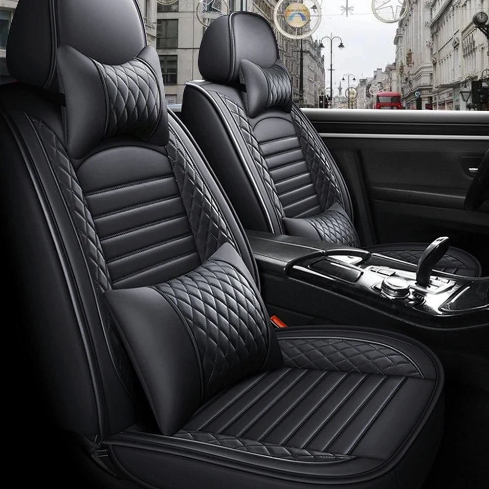 5-Seats PU Leather Universal Car Seat Covers Full set Front  and Rear Anti-scratch Protection For Sedan SUV Seat