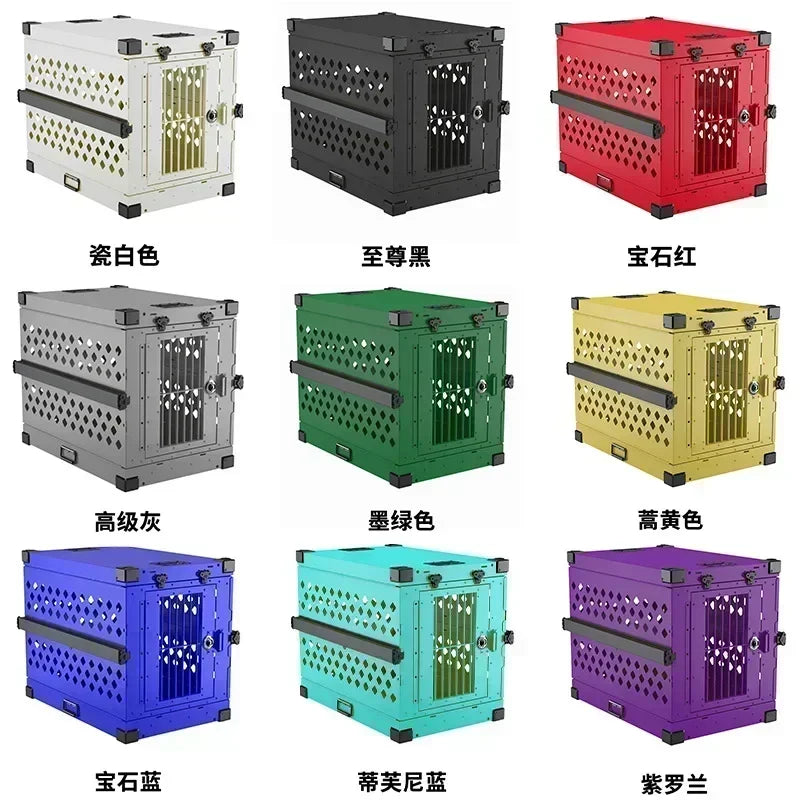 Heavy Duty Collapsible Aluminium Alloy Dog Crate Car Travel